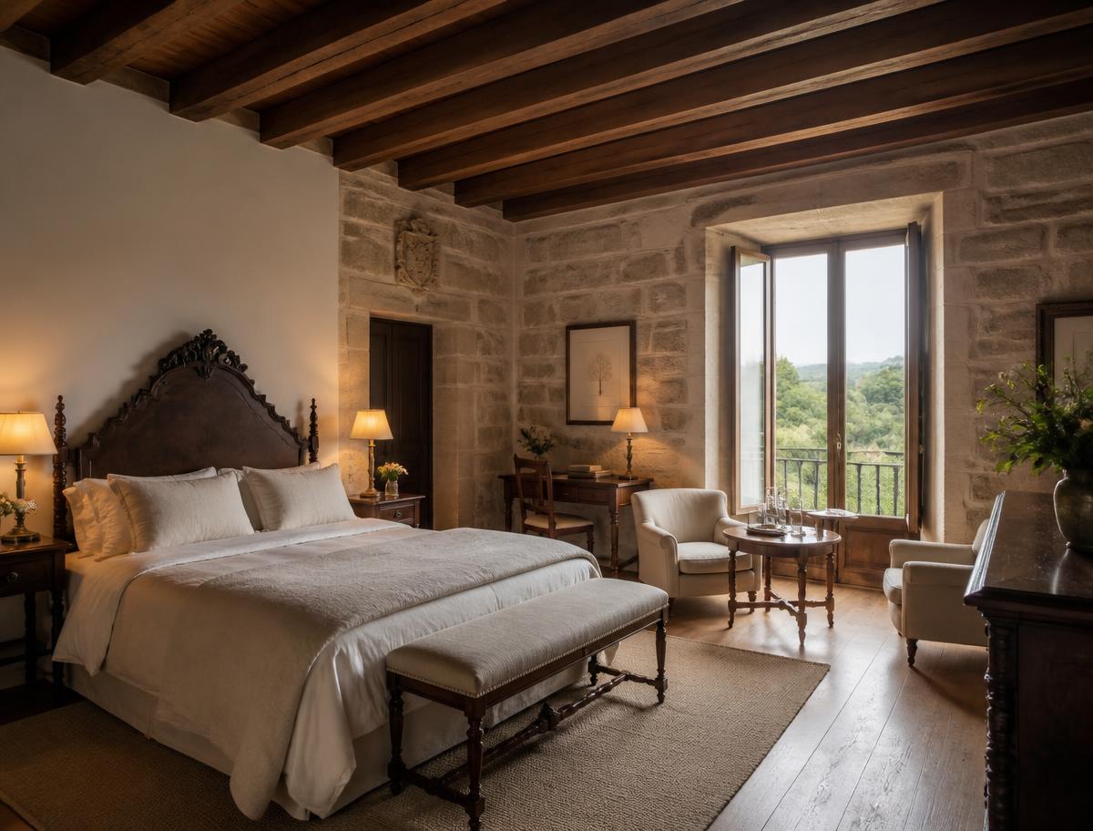 Suite de lujo en un pazo restaurado de Galicia